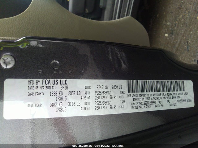 2C4RC1BG6GR299833 Chrysler Town & Country Touring