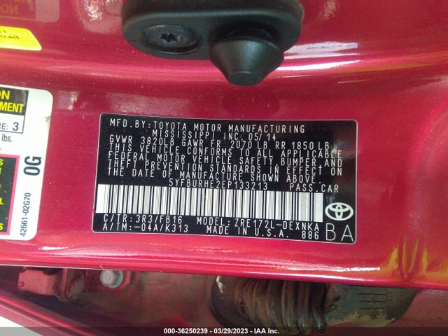 Toyota COROLLA LE 2014 5YFBURHE2EP133213 Image 9