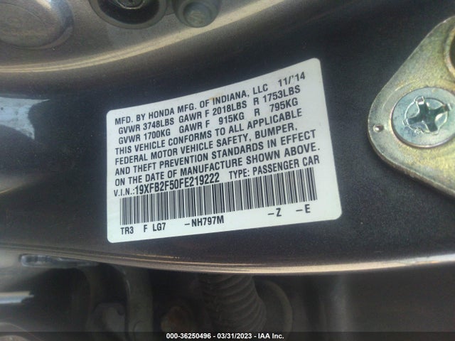 Honda Civic Sedan Lx 2015 19XFB2F50FE219222 Image 9