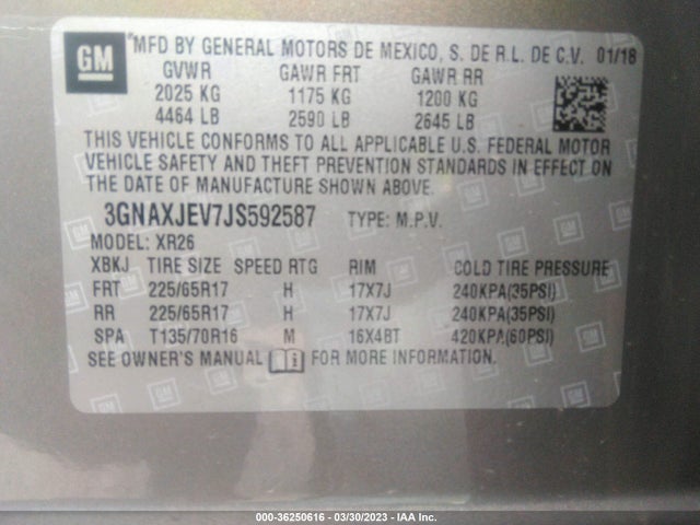 Chevrolet EQUINOX LT 2018 3GNAXJEV7JS592587 Image 11