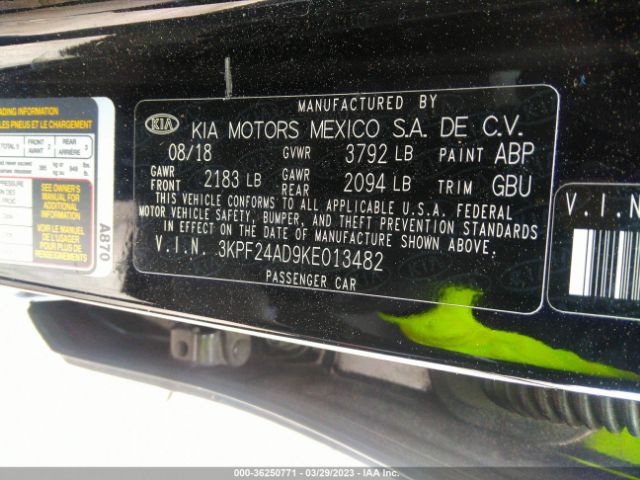 3KPF24AD9KE013482 KIA Forte Lxs