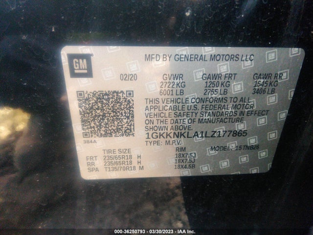 GMC ACADIA SLE 2020 1GKKNKLA1LZ177865 Image 9