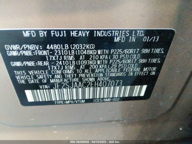 JF2SJAAC2EH407073 Subaru Forester 2.5i
