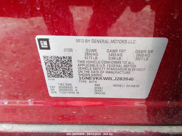 Chevrolet Traverse Premier 2020 1GNEVKKW0LJ283946 Image 10