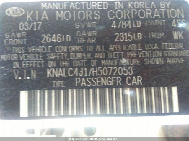 KNALC4J17H5072053 KIA Cadenza Limited
