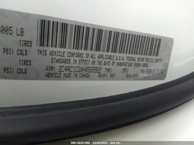 2C4RC1CGXHR565922 Chrysler Pacifica Lx