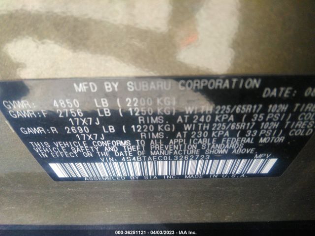 4S4BTAEC0L3262723 Subaru Outback Premium