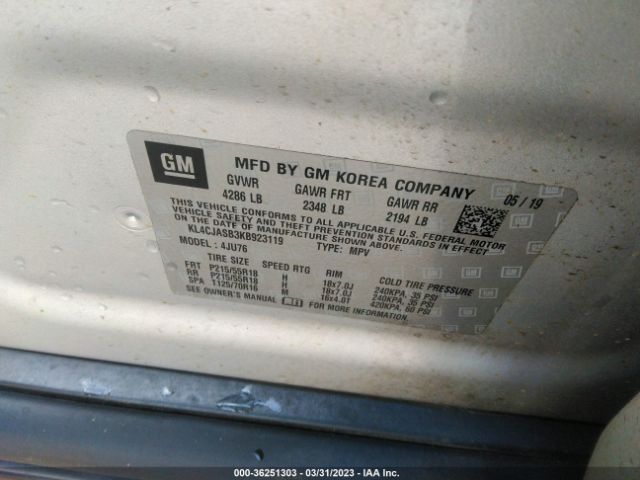 KL4CJASB3KB923119 Buick Encore Preferred