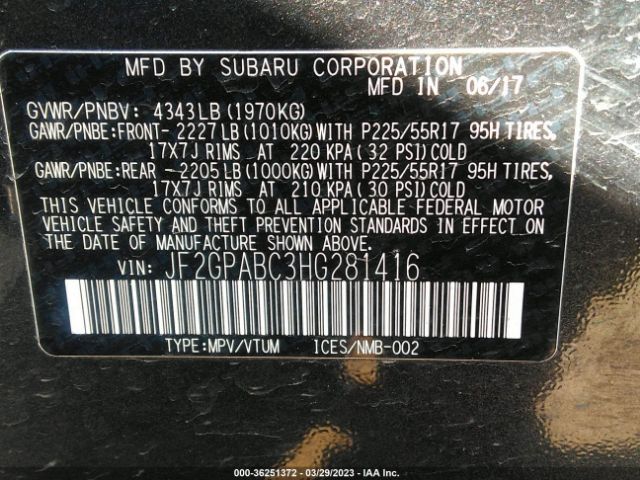 JF2GPABC3HG281416 Subaru Crosstrek Premium
