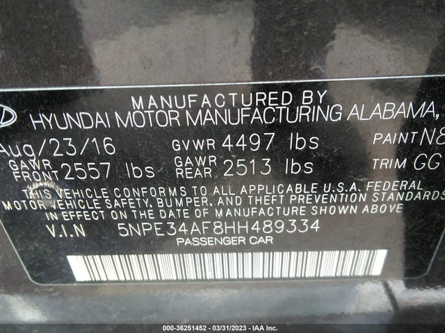 Hyundai Sonata Sport 2017 5NPE34AF8HH489334 Image 10