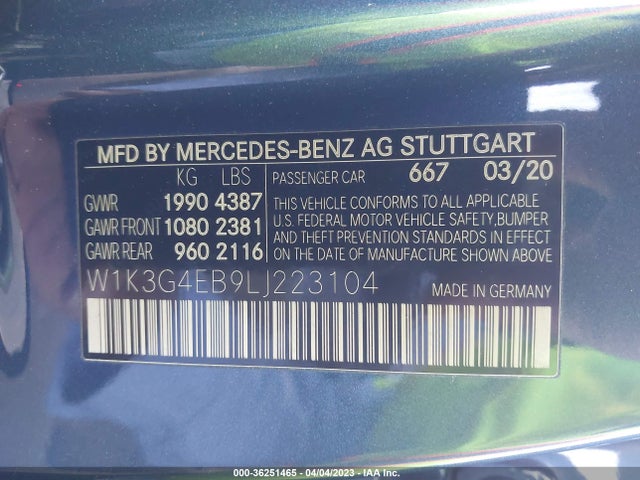 Mercedes-Benz A-class A 220 2020 W1K3G4EB9LJ223104 Image 10