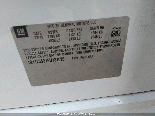 Chevrolet Impala 2lt 2015 1G1125S31FU131628 Image 9