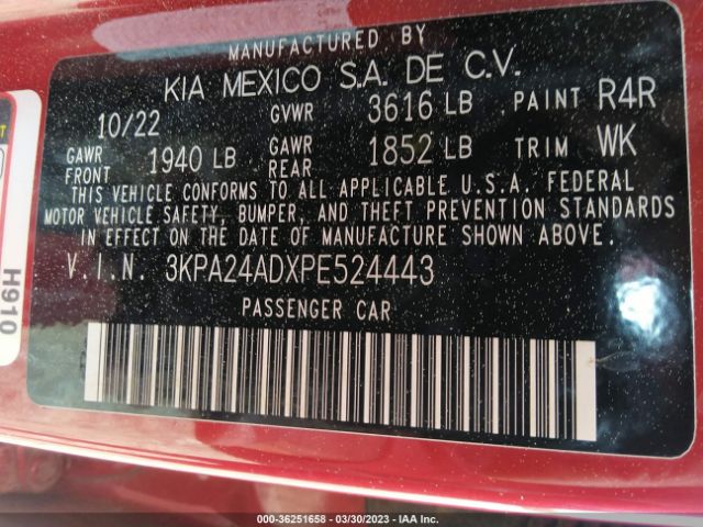 3KPA24ADXPE524443 KIA RIO S