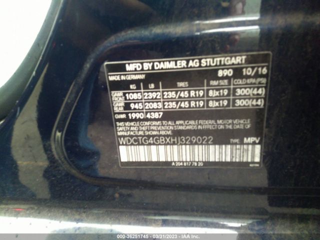 WDCTG4GBXHJ329022 Mercedes-Benz Gla Gla 250