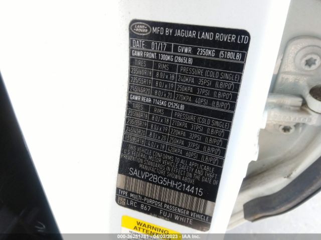 SALVP2BG5HH214415 Land Rover Range Rover Evoque Se