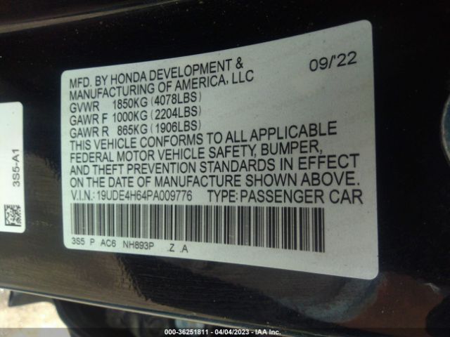 19UDE4H64PA009776 Acura Integra W/a-spec Tech Package