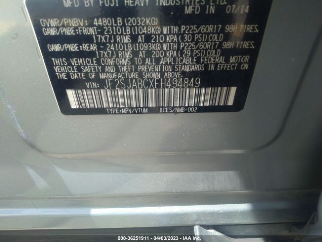 JF2SJABCXFH494849 Subaru Forester 2.5i