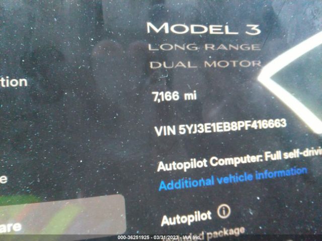 5YJ3E1EB8PF416663 Tesla MODEL 3