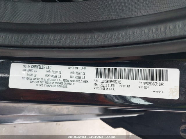2009 CHRYSLER SEBRING LIMITED VIN: 1C3LC56V99N552315