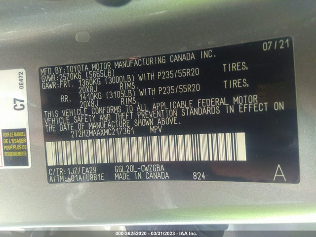 Lexus RX 350 2021 2T2HZMAAXMC217361 Image 9