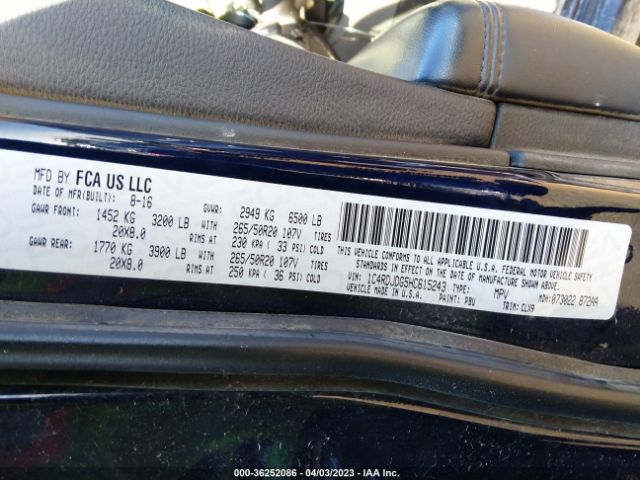 1C4RDJDG5HC615243 Dodge DURANGO GT