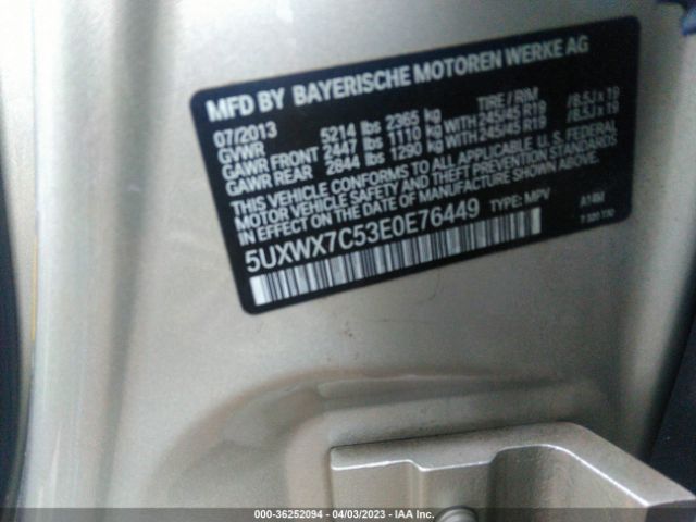 5UXWX7C53E0E76449 BMW X3 Xdrive35i