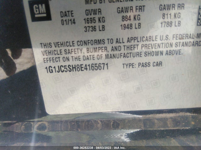 Chevrolet SONIC LT 2014 1G1JC5SH8E4165671 Image 10