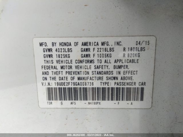 19UDE2F79GA008736 Acura Ilx W