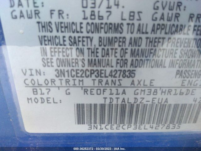 3N1CE2CP3EL427835 Nissan Versa Note Sv