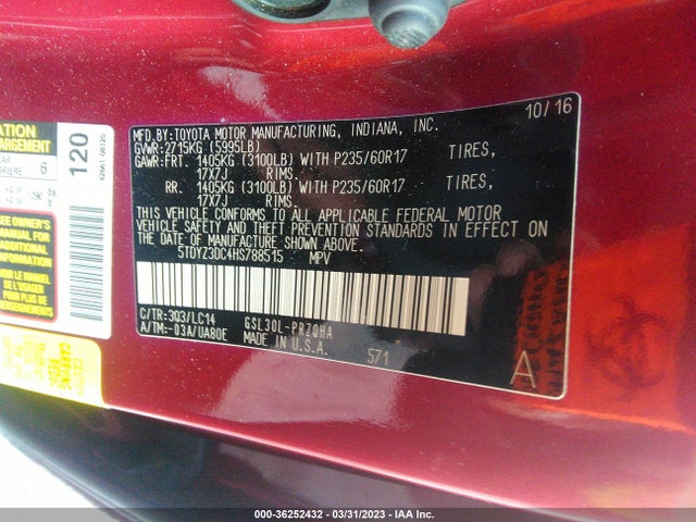 Toyota Sienna Xle Auto Access 2017 5TDYZ3DC4HS788515 Image 11