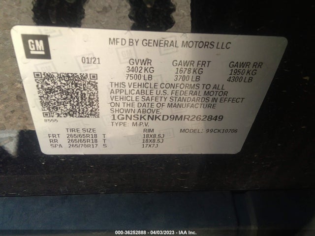 Chevrolet Tahoe Lt 2021 1GNSKNKD9MR262849 Image 9