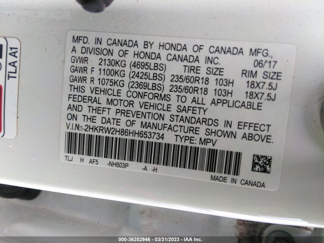 Honda Cr-v Ex-l 2017 2HKRW2H86HH653734 Image 9