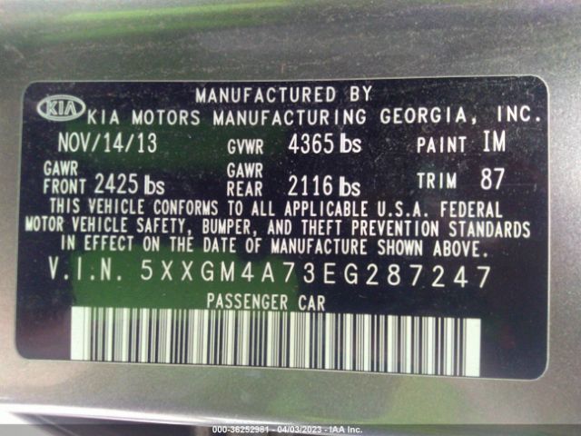 5XXGM4A73EG287247 KIA Optima Lx