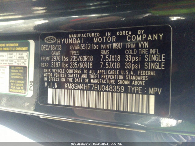 Hyundai Santa Fe Gls 2014 KM8SM4HF7EU048359 Image 10