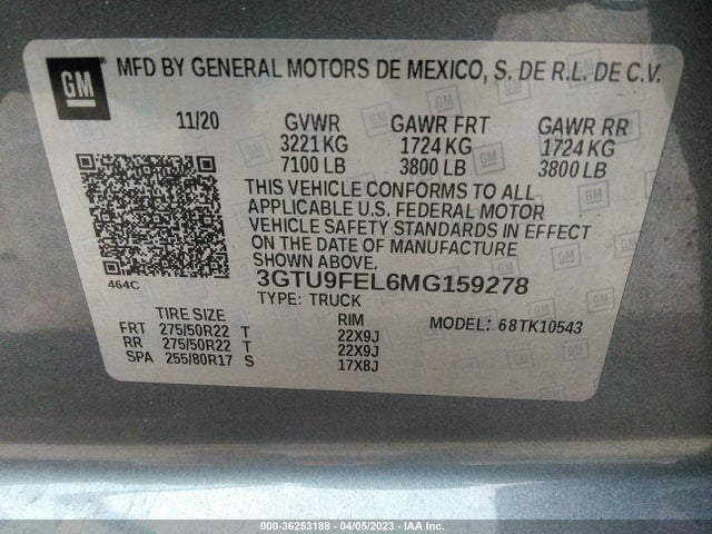 GMC Sierra 1500 Denali 2021 3GTU9FEL6MG159278 Image 9