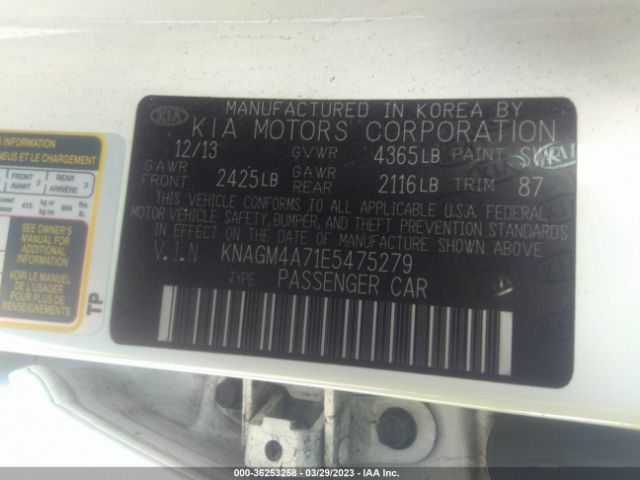 KNAGM4A71E5475279 KIA Optima Lx