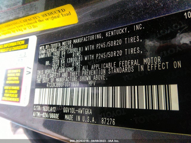 2015 Toyota Venza, VIN: 4T3ZK3BB0FU071608