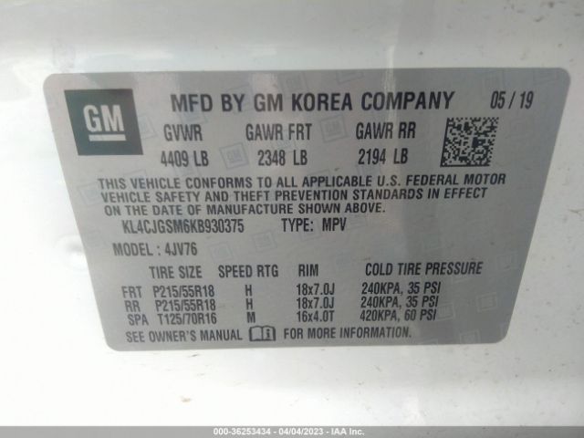 KL4CJGSM6KB930375 Buick Encore Essence