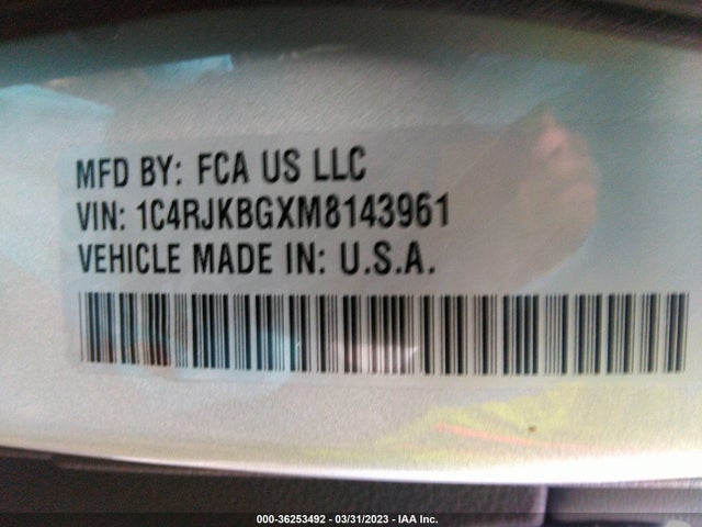 2021 JEEP GRAND CHEROKEE L LIMITED VIN: 1C4RJKBGXM8143961