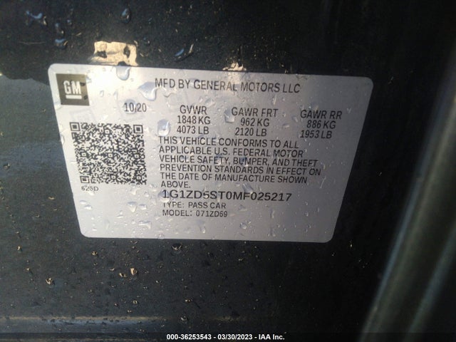 Chevrolet MALIBU LT 2021 1G1ZD5ST0MF025217 Image 9