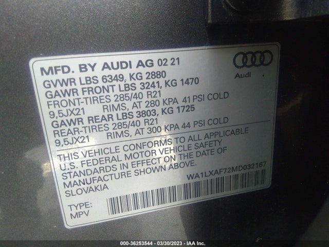 WA1LXAF72MD032167 Audi Q7 Premium Plus