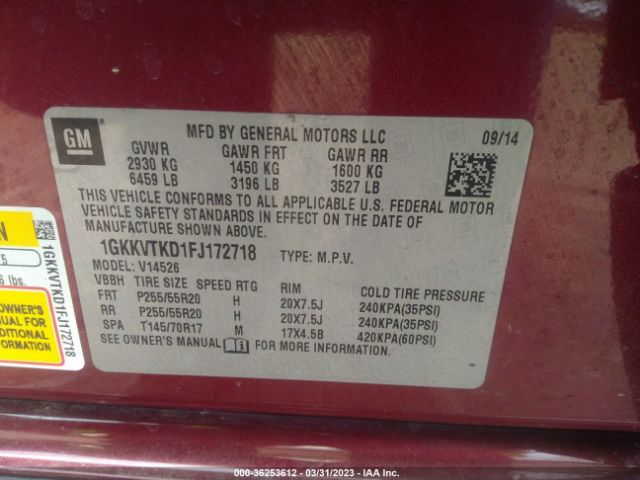 1GKKVTKD1FJ172718 GMC Acadia Denali