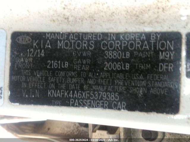 KNAFK4A6XF5379385 KIA FORTE LX