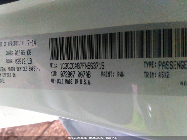 1C3CCCAB7FN563715 Chrysler 200 Limited