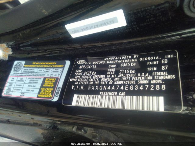 5XXGN4A74EG347288 KIA OPTIMA EX
