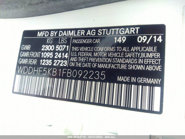 WDDHF5KB1FB092235 Mercedes-Benz E-class E 350