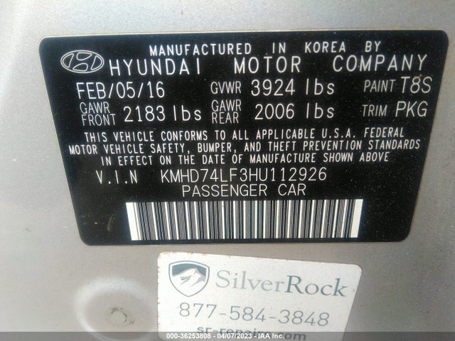 Hyundai ELANTRA SE 2017 KMHD74LF3HU112926 Image 9