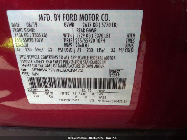 1FMSK7FH9LGA38472 Ford Explorer Limited