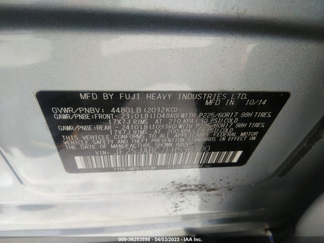 2015 Subaru Forester, VIN: JF2SJABC7FH536300