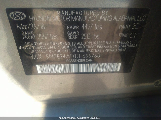Hyundai SONATA SE 2018 5NPE24AF0JH699760 Image 10